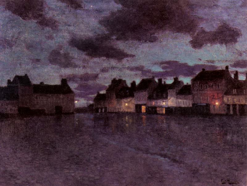 Thaulow Frits Marketplace In France After A Rainstorm. Frits Thaulow