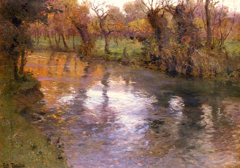 Thaulow Frits An Orchard On The Banks Of A River. Frits Thaulow