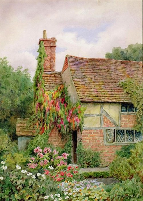 An Old World Cottage Garden. Thomas Nicholson Tyndale