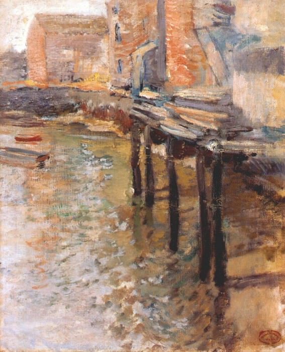 twachtman the old mill at cos cobb c1900-2. Джон Генри Твахтман