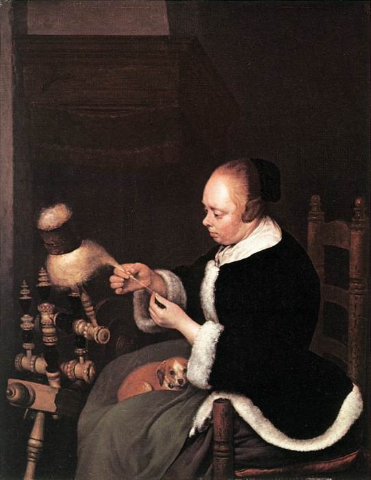 A Woman Spinning. Gerard Terborch