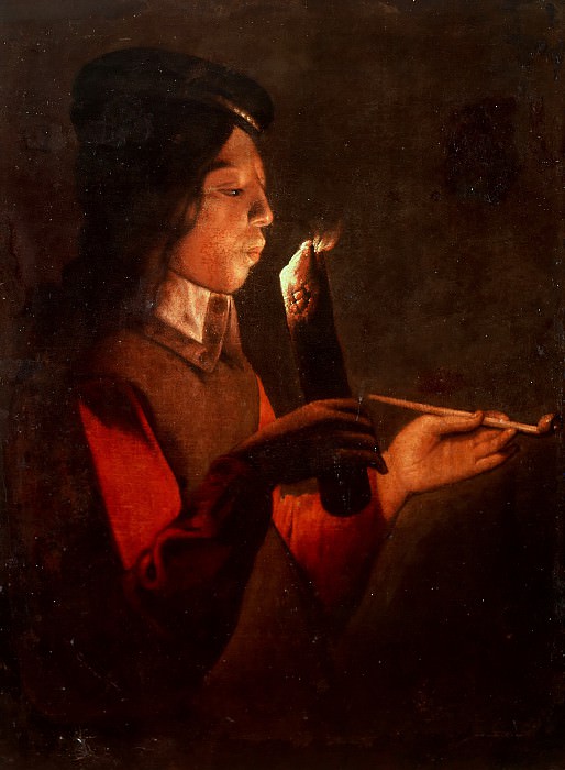 Мальчик с трубкой, зажигающий свечу. Жорж де Латур