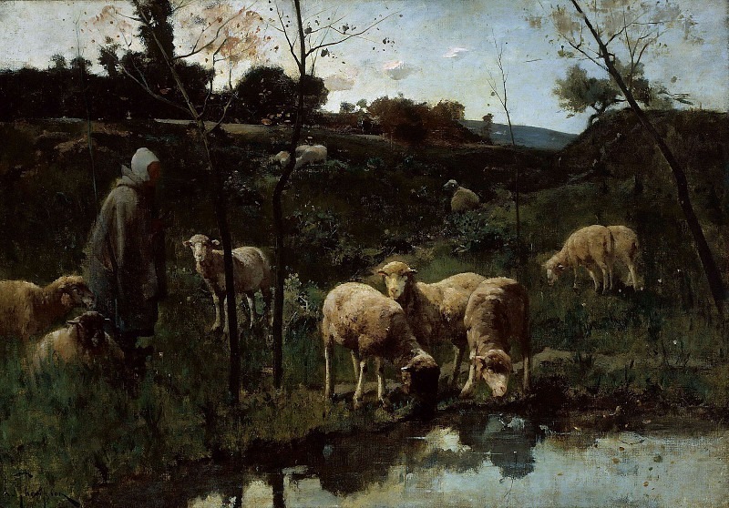 Пейзаж с овцами, Пикардия. Гарри Томпсон