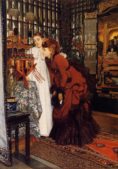 Tissot James Jacques Young Women Looking at Japanese Objects. Jacques Joseph Tissot