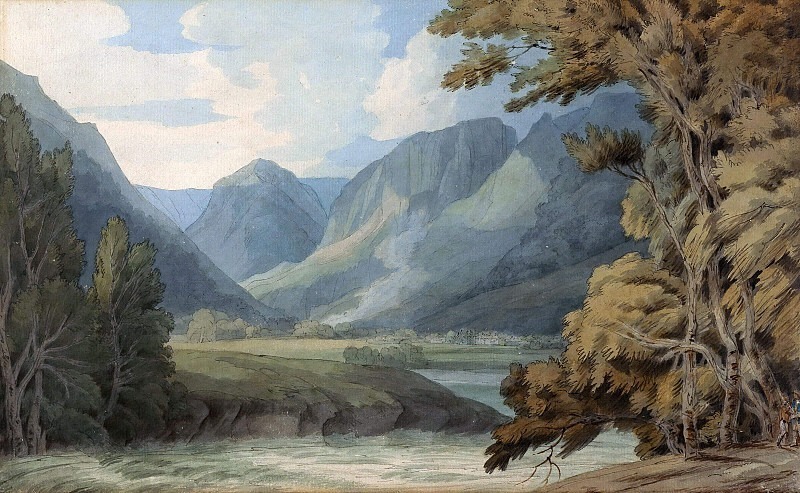 View in Borrowdale of Eagle Crag and Rosthwaite. Francis Towne