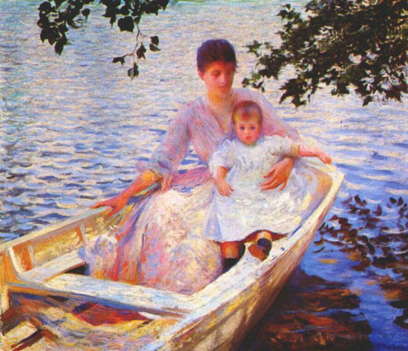 tarbell mother and child in a boat 1892. Edmund Charles Tarbell