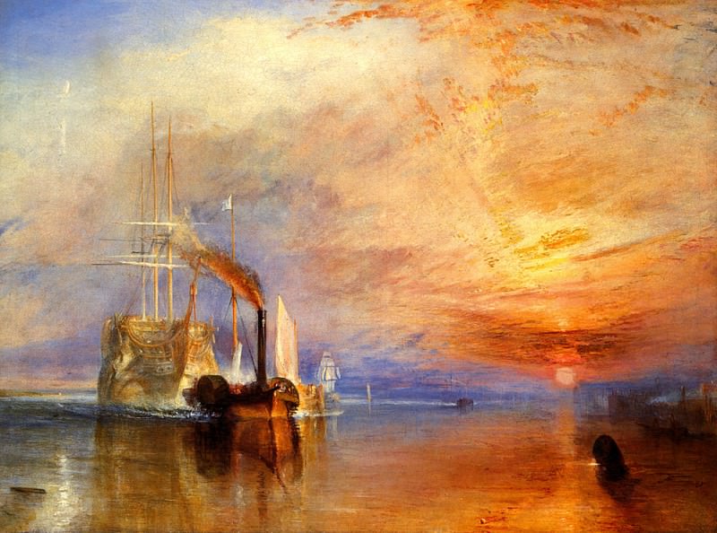 The fighting -Temeraire- tugged to her last Berth to be broken up. Joseph Mallord William Turner