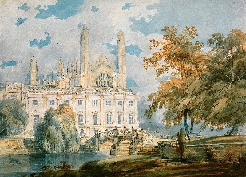 Клэр-холл и часовня Королевского колледжа, Кембридж, с берегов реки Кэм. Джозеф Уильям Мэллорд Тёрнер