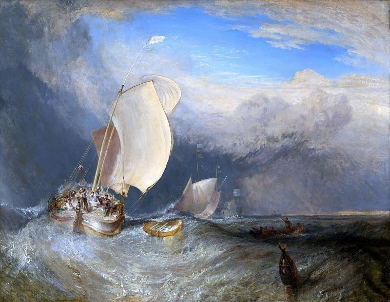 Рыбацкие лодки с торговцами, торгующимися за рыбу. Джозеф Уильям Мэллорд Тёрнер