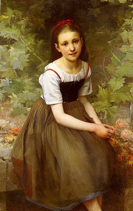 Thirion Charles Victor Une Jeune Fille Aux Fleurs. Charles Victor Thirion