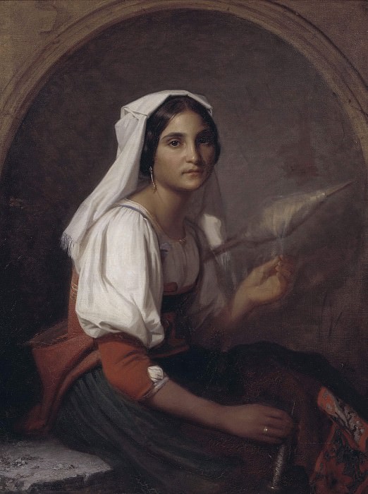 An Italian Woman Spinning Flax, Uno Troili