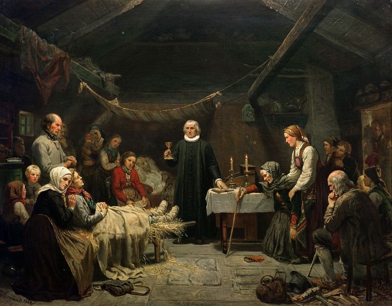 The Sick Bearhunter - The Last Sacrament. Adolph Tidemand