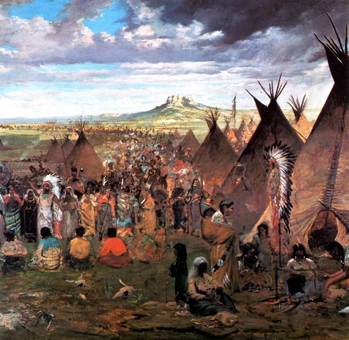 JLM-1874-Jules Tavernier-Sioux Encampment 1024x1000. Жюль Тавернье