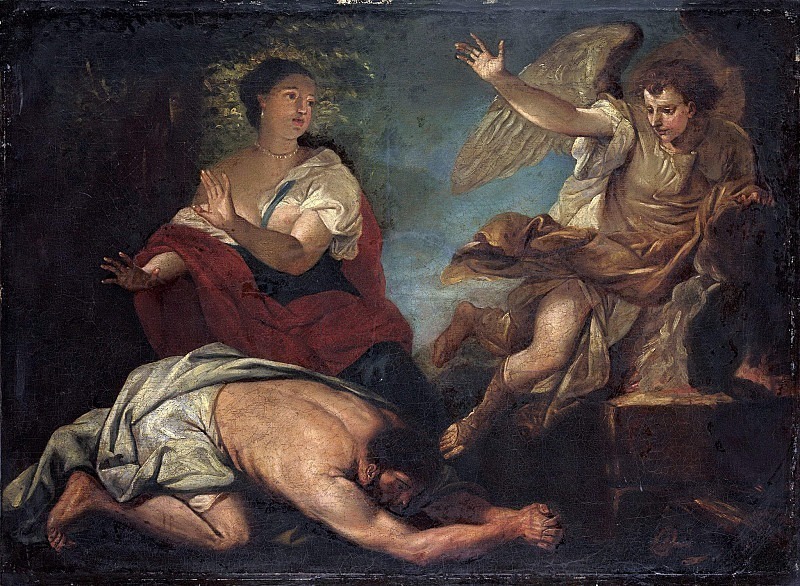 The appearance of the angel to Manoy and his wife