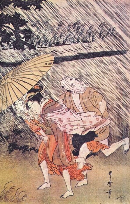 utamaro shower 4-right-panel. Kitagawa Utamaro