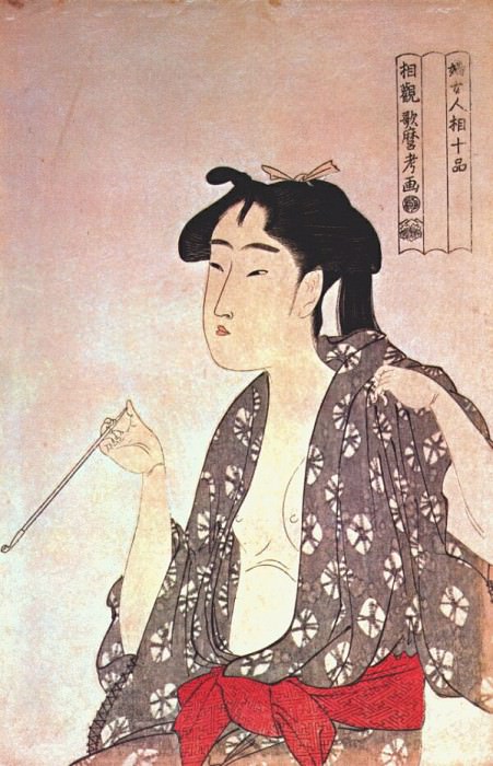 utamaro woman smoking early-1790s. Kitagawa Utamaro