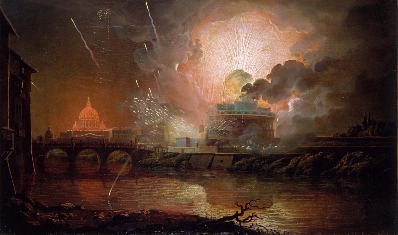 Firework Display at the Castel Sant Angelo. Unknown painters