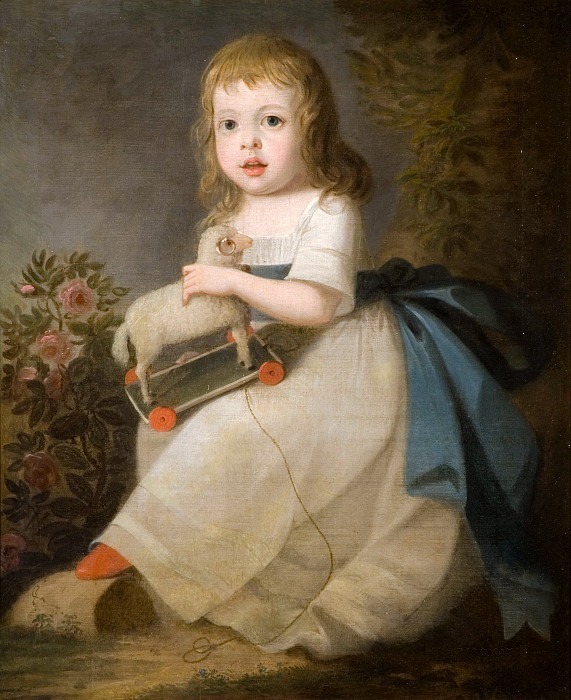 Portrait of a Child with a Toy Sheep. Unknown painters (British School)