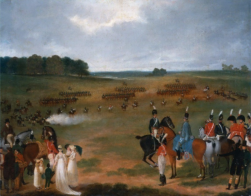 Обзор лондонской добровольческой кавалерии и артиллерии в Гайд-парке в 1804 году. Неизвестные художники