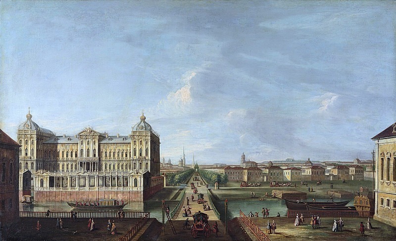 View of Anichkov Palace and Nevsky Prospect from Fontanka to the Admiralty. Unknown painters