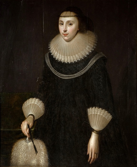Portrait Of A Lady With A Fan. Unknown painters (British School)