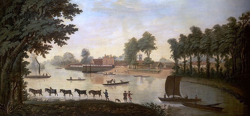 View of Shepperton on the River Thames. Unknown painters