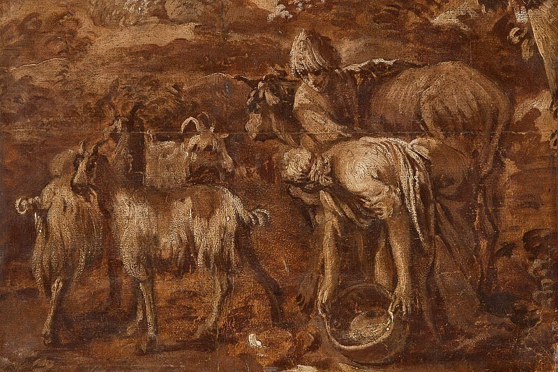 Peasants and Cattle. Study. Unknown painters