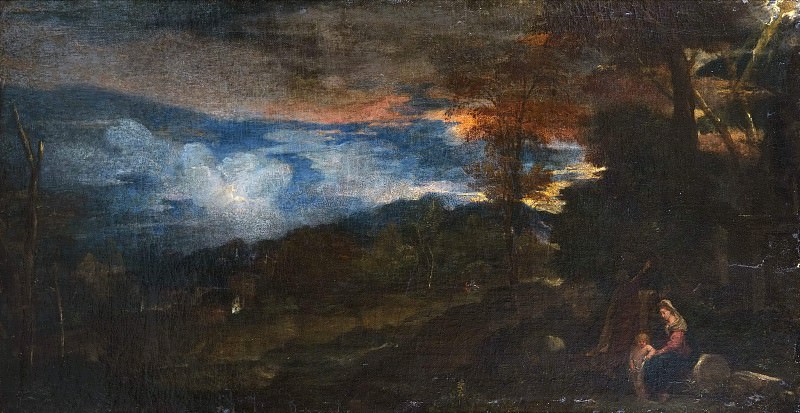 Landscape with the Holy Family. Unknown painters