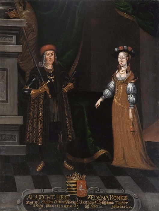 Albrekt (1443-1500), Duke of Saxony, Zedena (1449-1510), Princess of Bohemia. Unknown painters