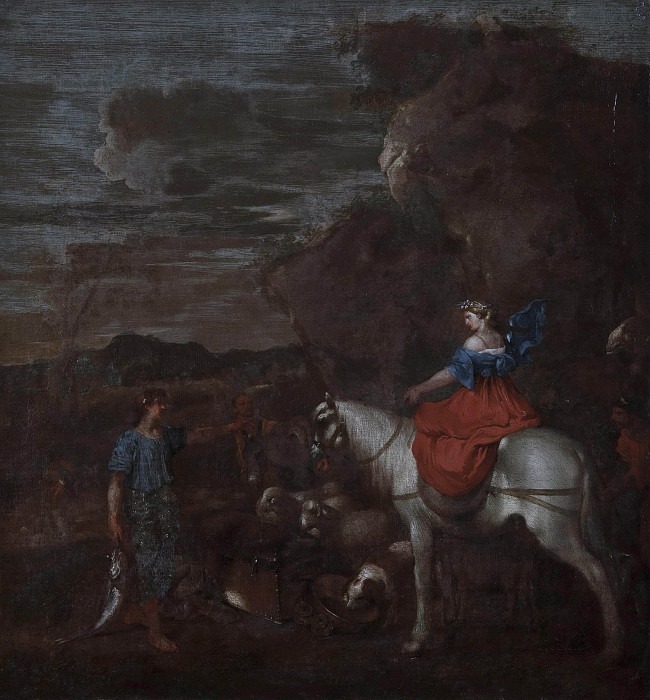 Mountainous Landscape with a Woman Riding. Unknown painters