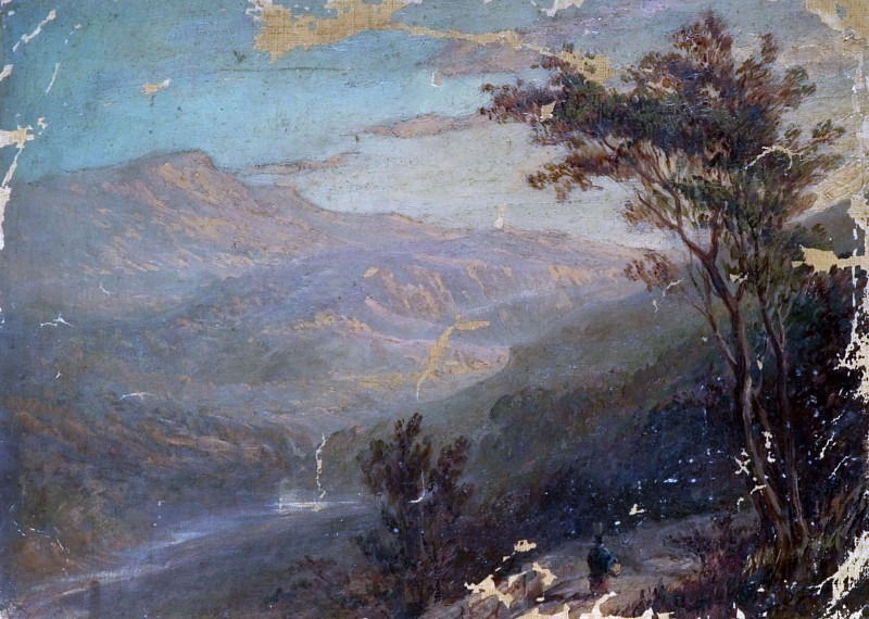 Mountain Scene with Trees. Unknown painters