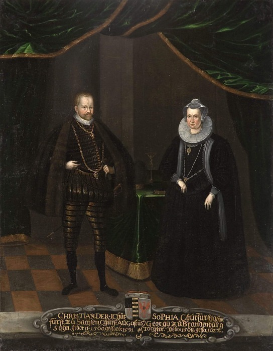 Kristian I (1560-1591), Prince of Saxony, Sofia (1568-1622), Princess of Brandenburg. Unknown painters