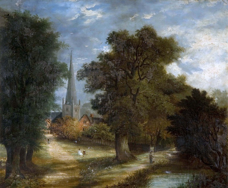 Aston Church and Village. Unknown painters