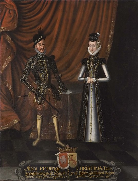 Adolf (1526-1586), Duke of Holstein, Kristina (1543-1604), Princess of Hessen-Kassel. Unknown painters