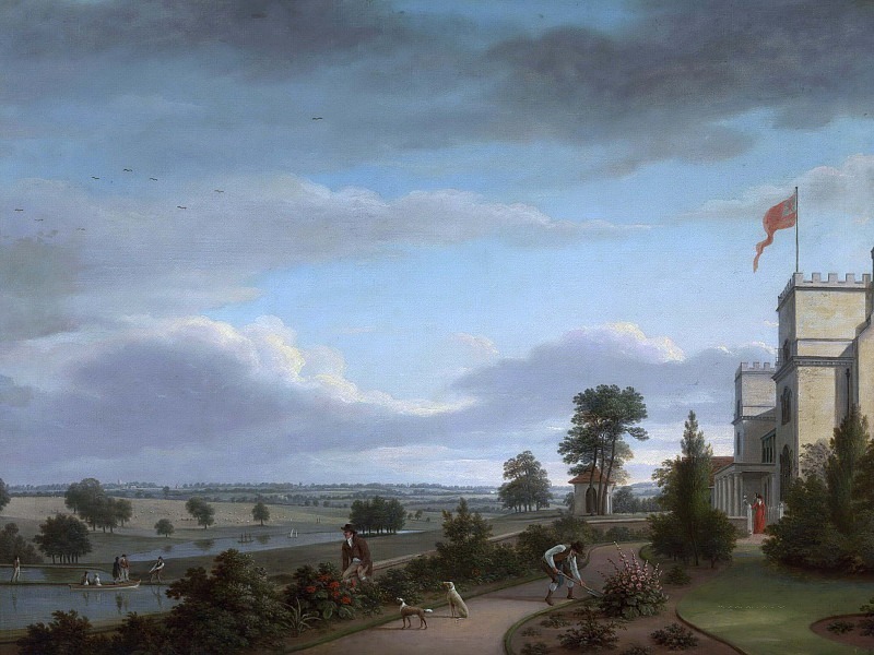A Country House in a River Landscape, Previously Identified as Oatlands. Unknown painters