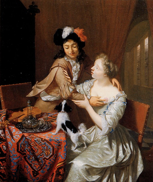 Verkeije Nicolaes Lovers at the table Sun. Николаес Веркеее
