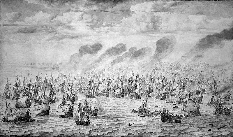 Velde I van de Willem Sea battle at Terheide Sun. Виллем ван де Вельде Младший