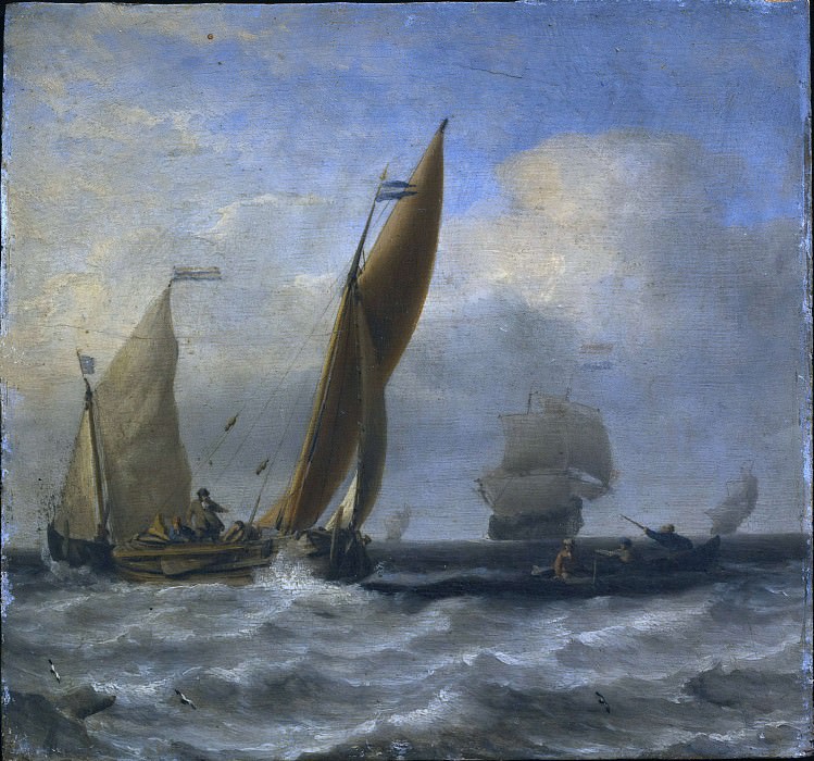 Fishing Boats at Sea. Willem van de Velde the Younger