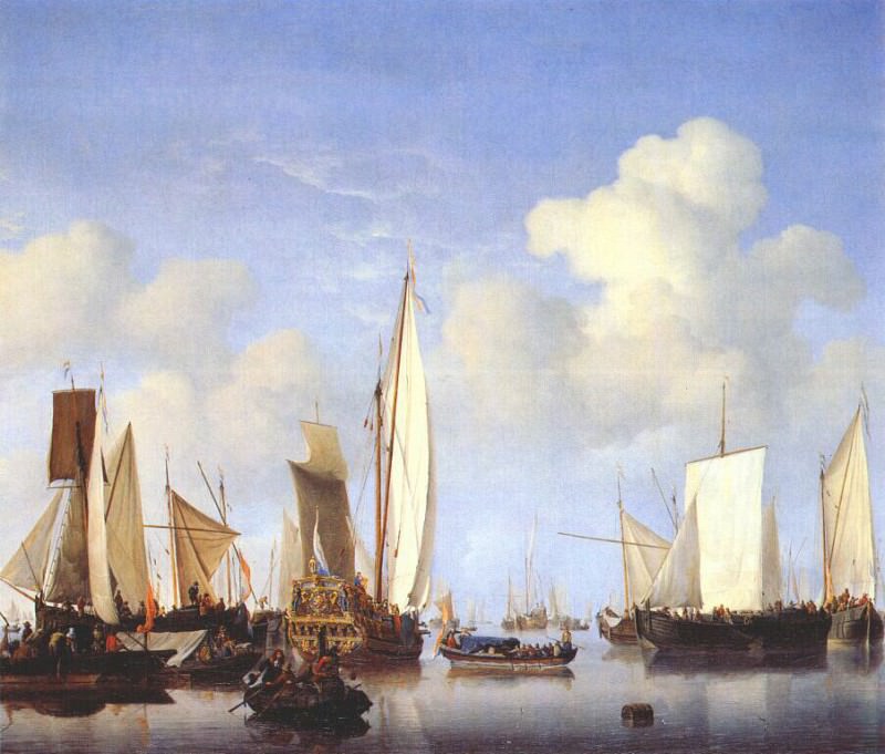 velde-the-younger a states yacht and other ships c1658-60. Виллем ван де Вельде Младший
