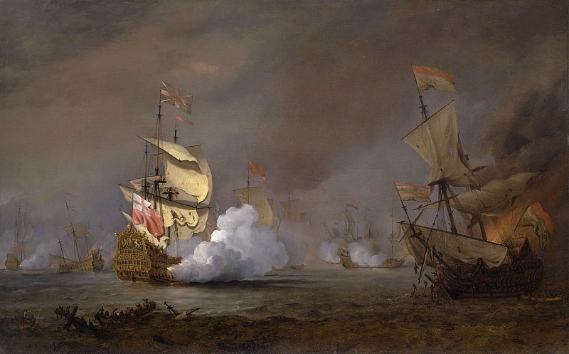 Sea Battle of the Anglo-Dutch Wars. Willem van de Velde the Younger