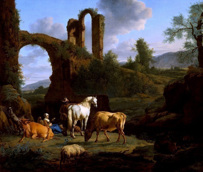 Пасторальный пейзаж с руинами. Адриан ван де Вельде