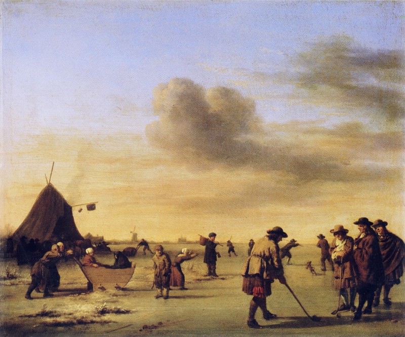 Golfers on the Ice near Haarlem, Adriaen van de Velde