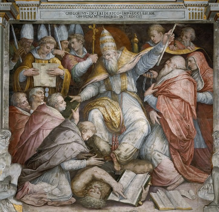 Gregory IX Excommunicating Frederick II. Giorgio Vasari