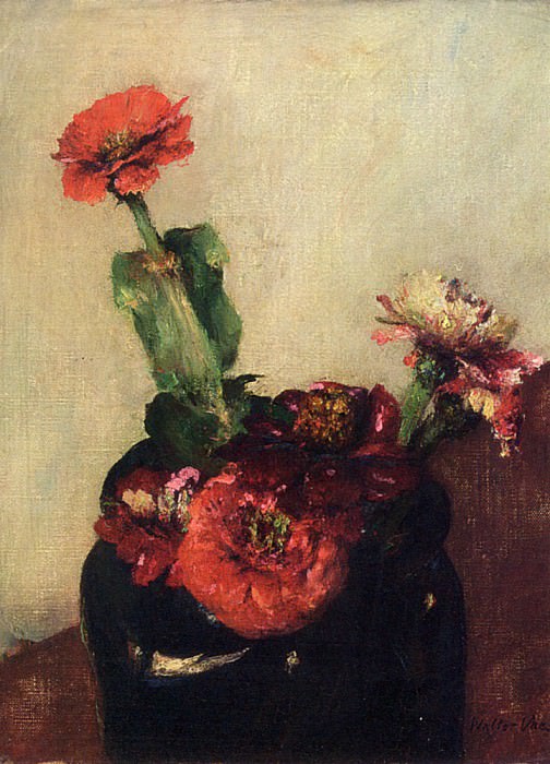 Vaes Walter Red Flowers In A Vase. Walter Vaes