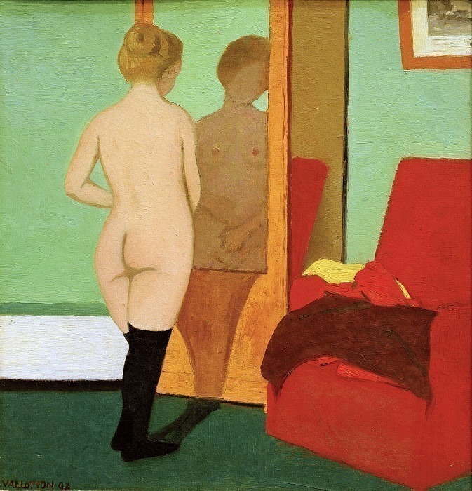 Female Nude Before Wardrobe Mirror. Félix Édouard Vallotton
