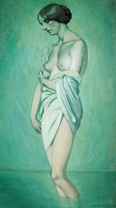 Bather In Profile Effect Of Green And Pink. Félix Édouard Vallotton