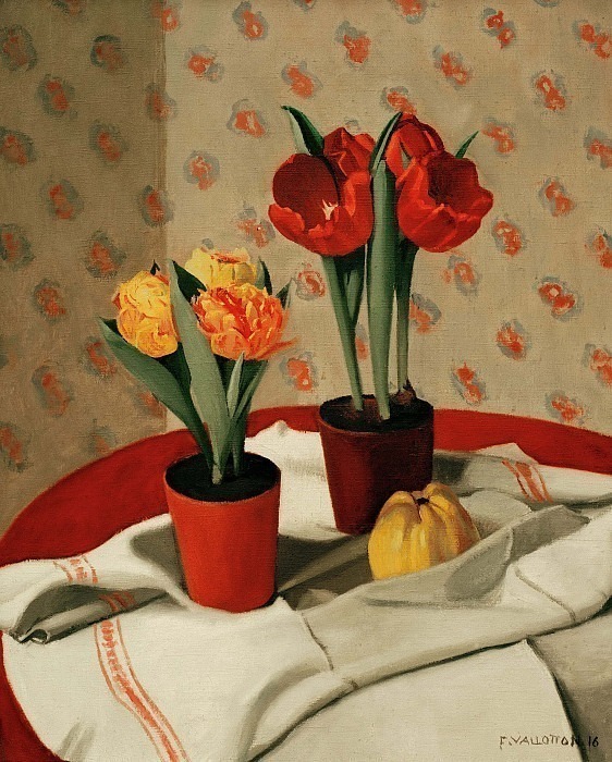 Два горшка с красными и жёлтыми тюльпанами. Феликс Валлоттон