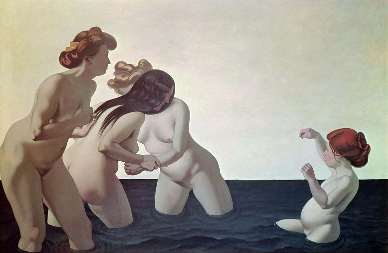 Three Women and a Young Girl Playing in the Water. Félix Édouard Vallotton