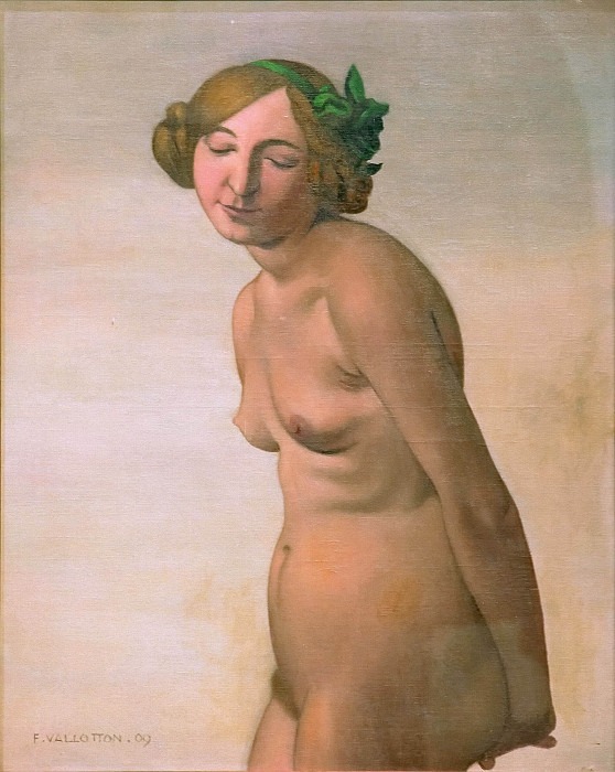 Обнажённая женщина с зеленым бантом для волос. Феликс Валлоттон