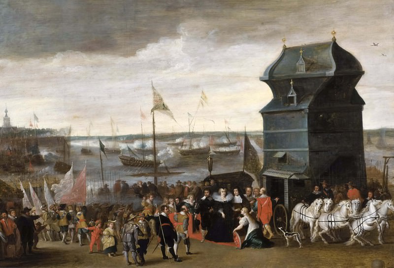 Queen Marie de Medici Disembarking in Antwerp. Matheus Vroom (After)
